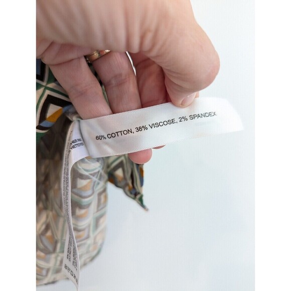 Denim & Flower Mens Button Down Shirt Size S Green Geometric Short Sleeve Casual - Picture 7 of 12